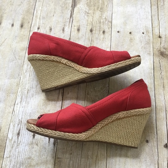 Toms Wedge Peep Toe Heels - Picture 4 of 6